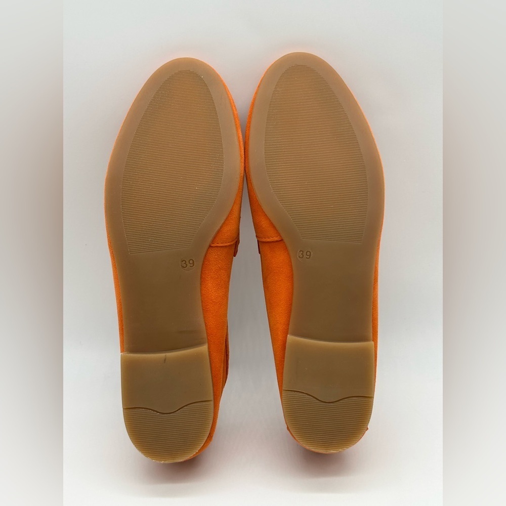 Parrotto Italian Women’s Suede Loafers Orange Gold Horsebit EU 39 NWB - Picture 10 of 13